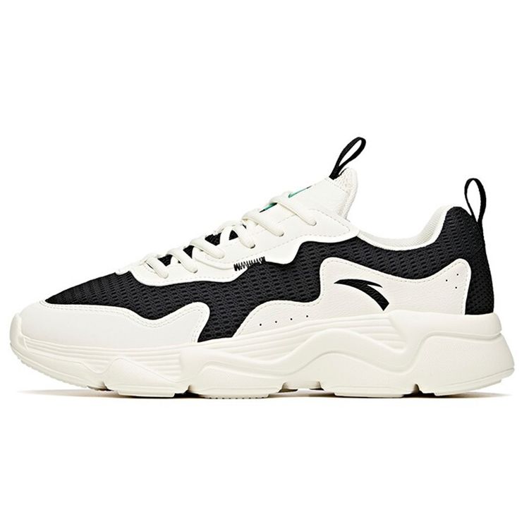Anta Lifestyle Series Mesh Shock Absorption Non-Slip Wear-Resistant Breathable Low-Top Casual Shoes Men Sneakers Black White 112128861-2 42.5