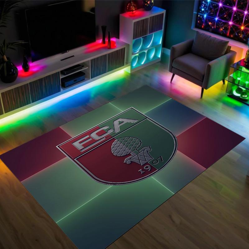 FC Augsburg FC Design Kristall Samt Teppich Gemütlich Nein?Rutschfester Teppich mit Aufdruck für Schlafzimmer Wohnzimmer Eingang