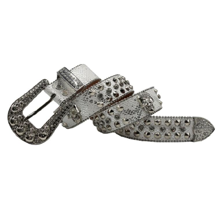 Grunge Waist Belt Jeans Belt PU Belt Casual Ceinture Punk Skull Crystal Buckle Modern Belt Street Dance Belt