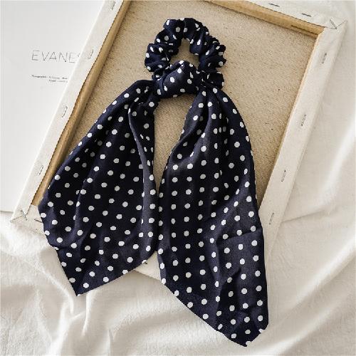 Polka Dot Print Chiffon Long Ribbon Scrunchies Women Girls Ponytail Holder Elastic Rubber Bands Hair Ties Ropes Hair Accessories