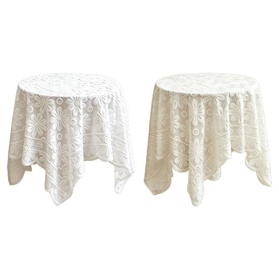 Jacquard Round Tablecloth, Sunflower Pattern Decorative Table Cloth, Lace Fabric Dinner Table Cover for Wedding Party Restaurant Banquet Decor