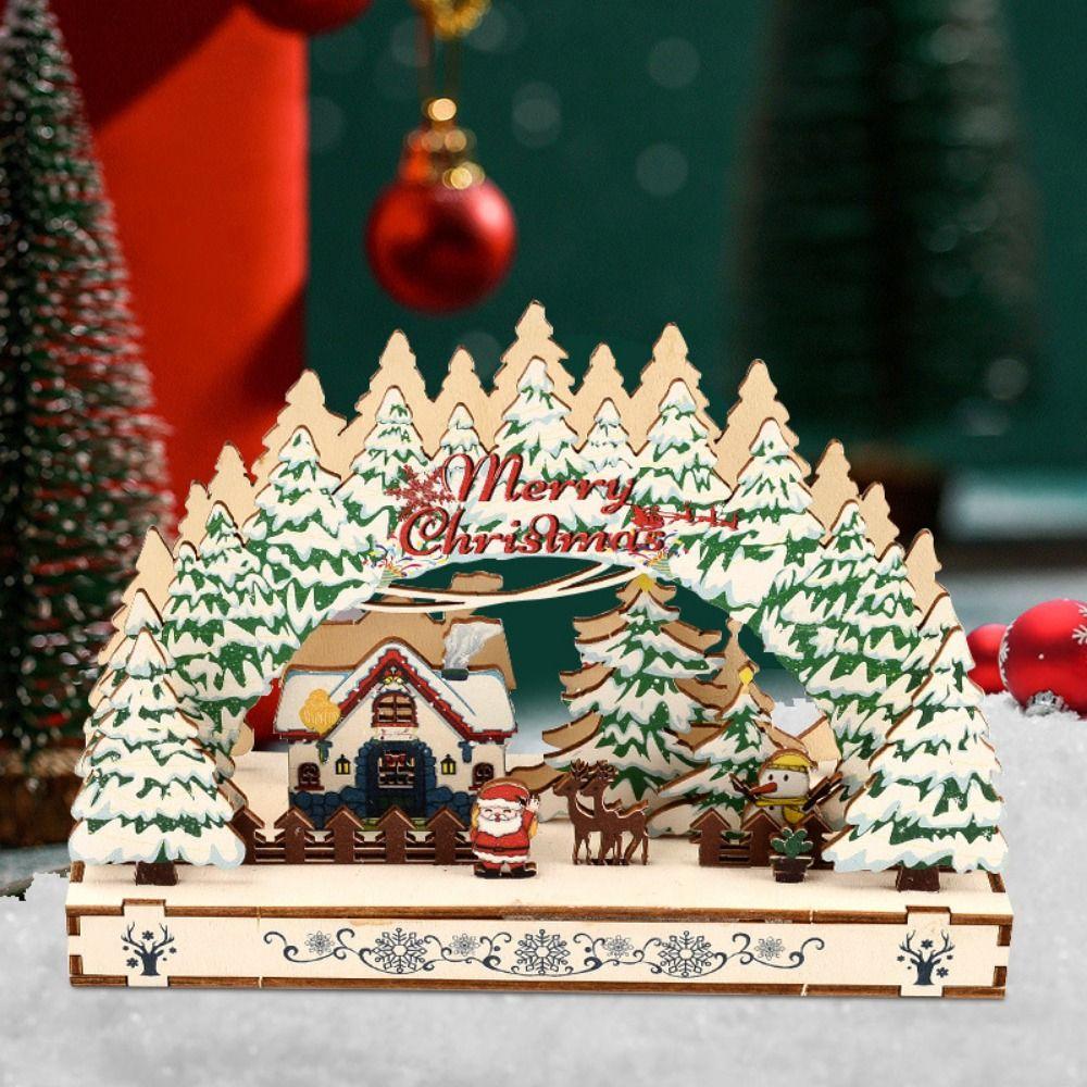 Handmade Xmas Village House Xmas Tree Christmas DIY Assemble  Mall Window Displays
