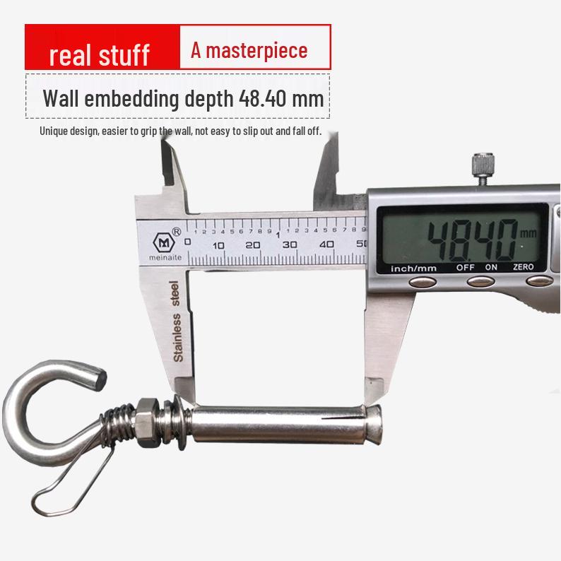 304 Stainless Steel Eye Bolt Hook with Expansion Bolt, Manhole Cover Fall Prevention Net, Spring Hook, Anti-Detachment, M8