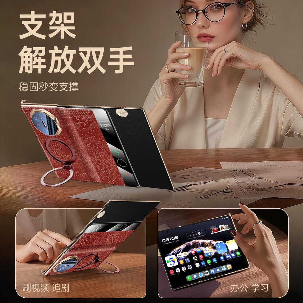 For Huawei Mate XT XTS 360-degree rotating stand Luxury Leather double-hinge Magsafe Strong magnetic Smart Window case