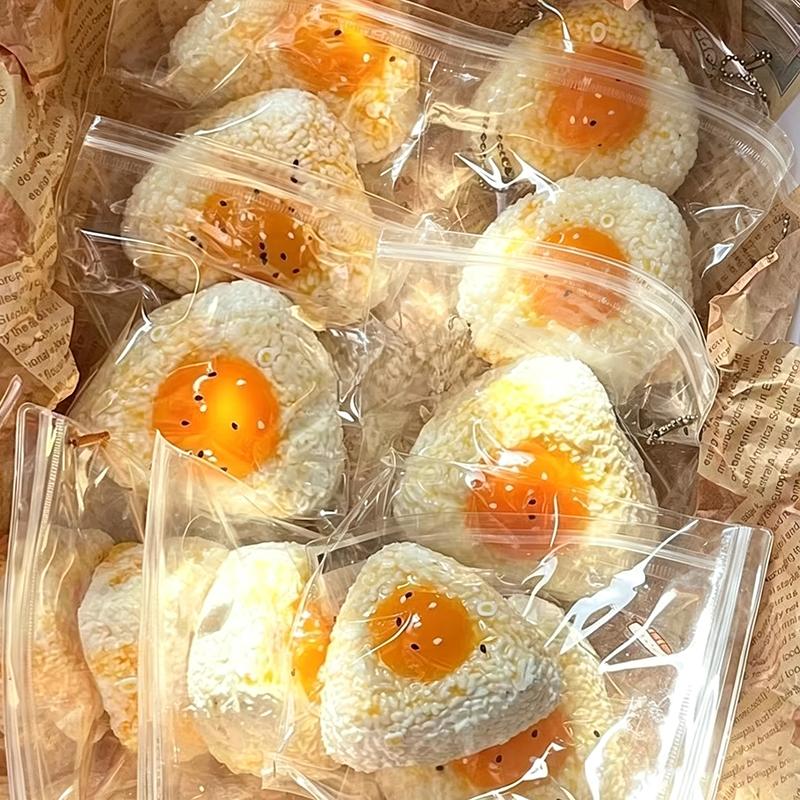 Simulation Salted Egg Yolk Rice Ball Squishy Toy Silicone Stress Relief Fidget Toy Cute Fake Food Squeeze Decompression Toy Gift