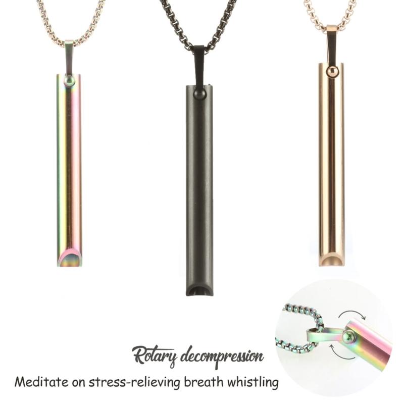 Mindfulness Breathing Necklace Opening Rings Stainless Steel Pendant Necklace Great for Meditation Practice Harmonies