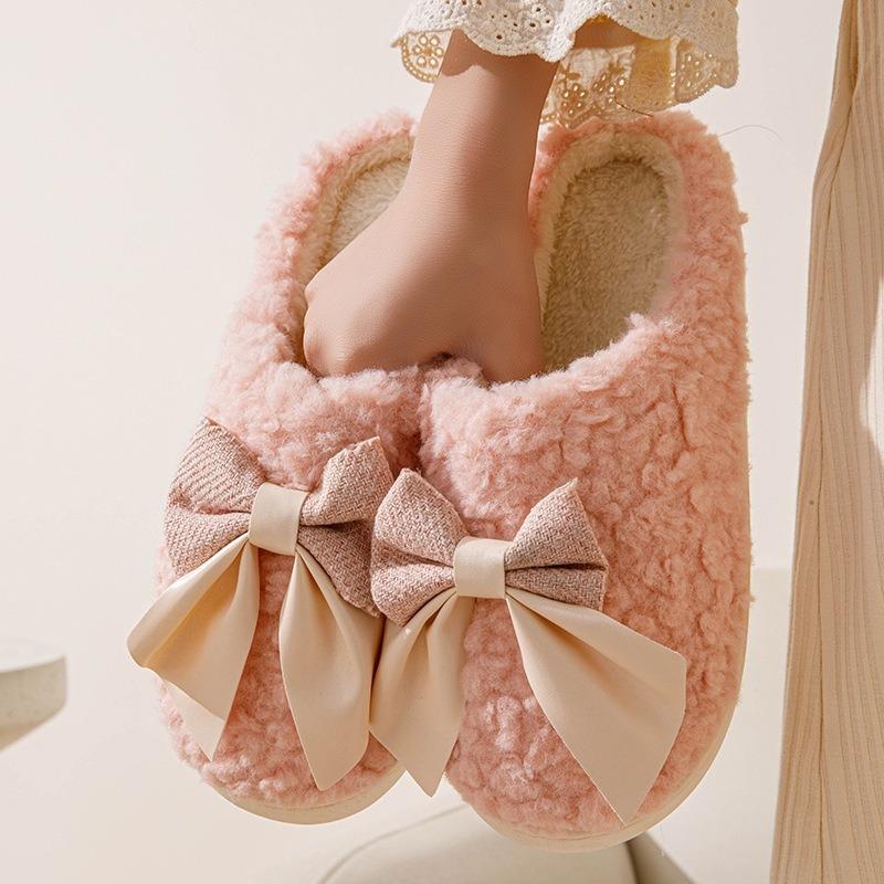 Autumn and winter thickened non-slip warm cotton slippers men's home indoor plush couple household bag head plush drag women's models