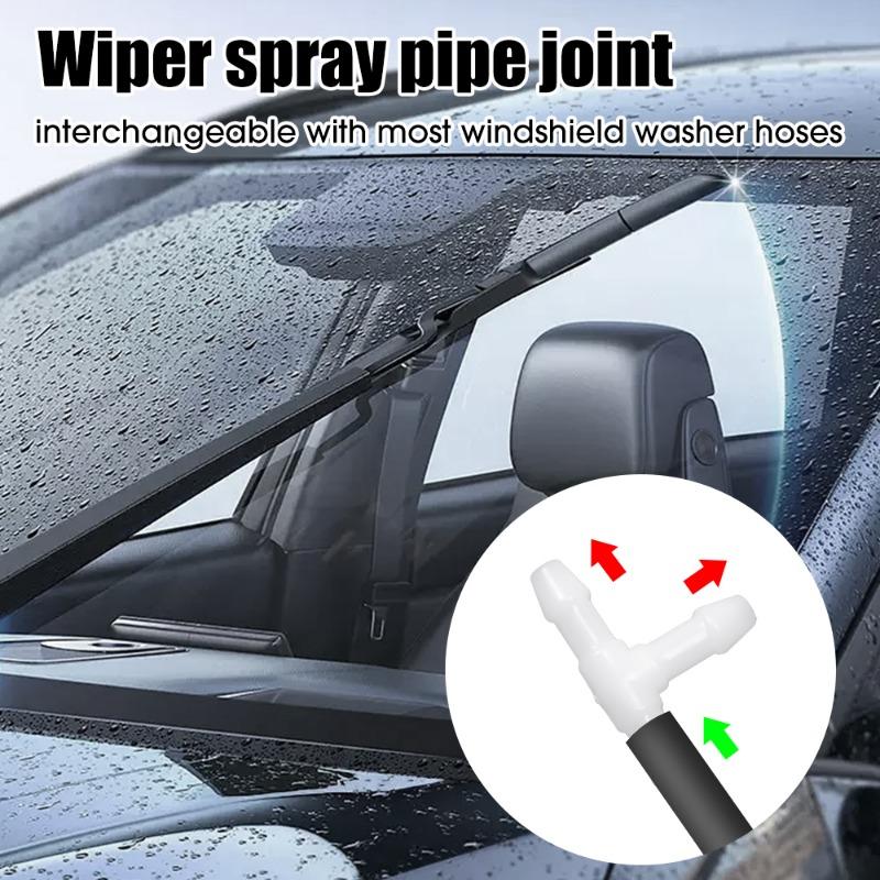 Car Windscreen Washer Joiner Pipe Connector T Piece Straight 3 Way Y Piece Air Fuel Water Petrol Wiper Washer Nozzle Hose White