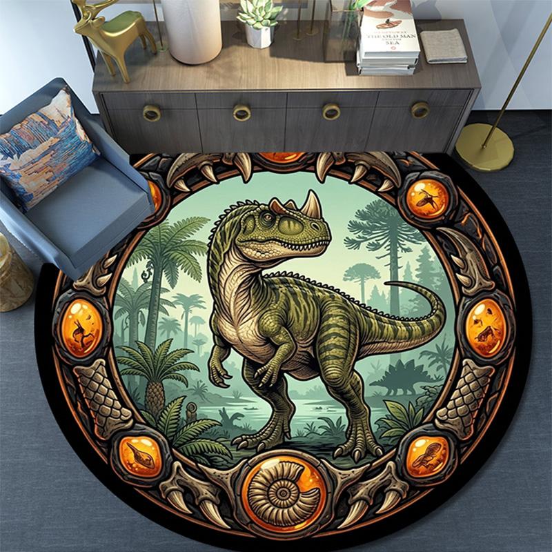 Prehistoric Dinosaur Realm Round Area Rug Under Office Chairs Bedroom Living Room Home Decor