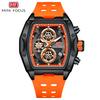 Track Sports Wind Wine Barrel Men'S Watch Curved Mirror Hollow Multifunctional Quartz Men'S Watch