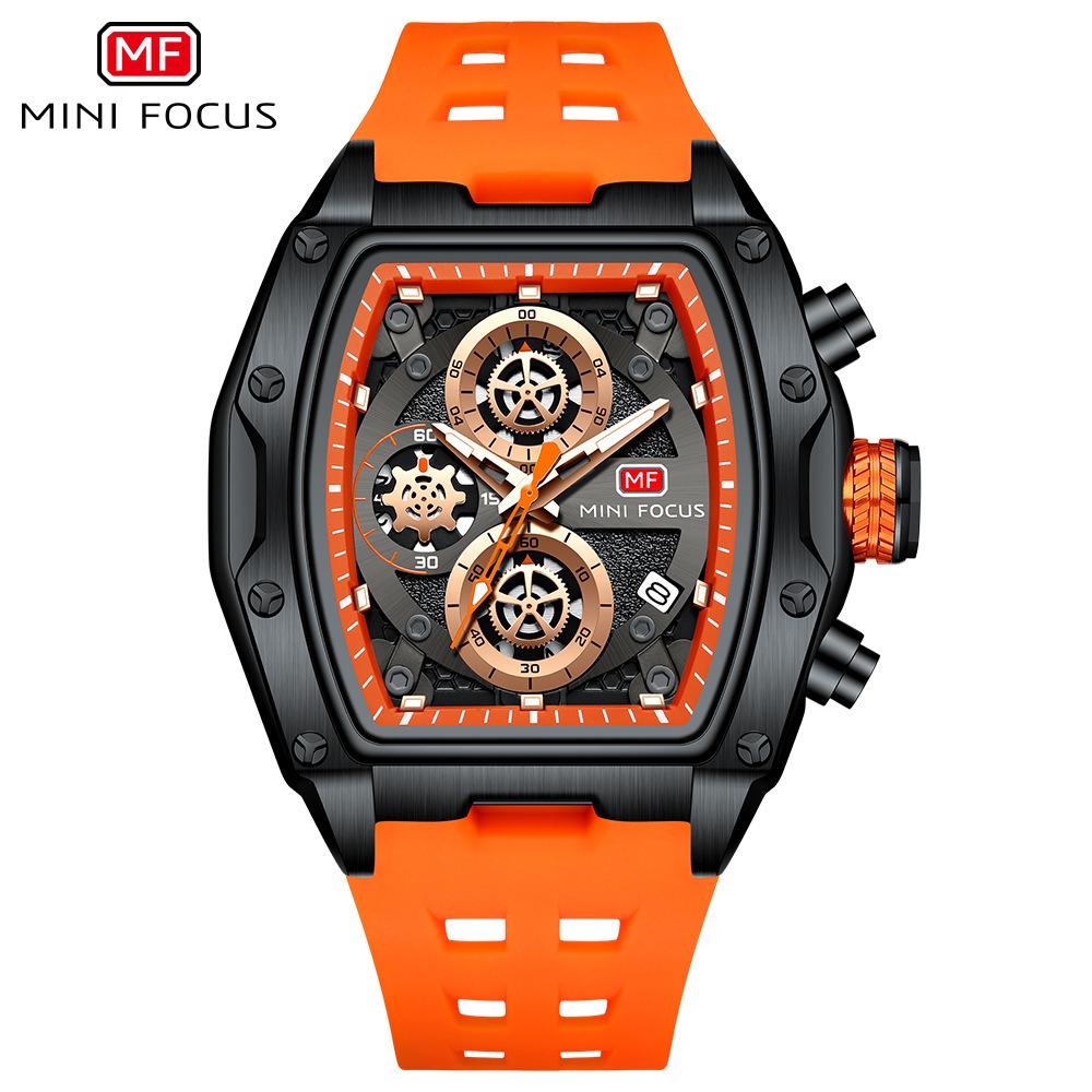 Track Sports Wind Wine Barrel Men'S Watch Curved Mirror Hollow Multifunctional Quartz Men'S Watch