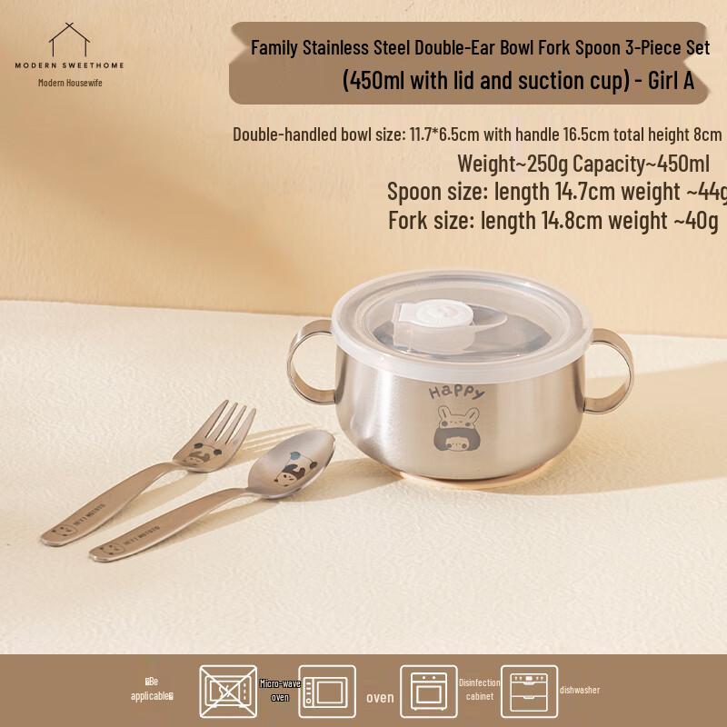 Modern Housewife Family 450ml Stainless Steel Bowl & Cutlery Set