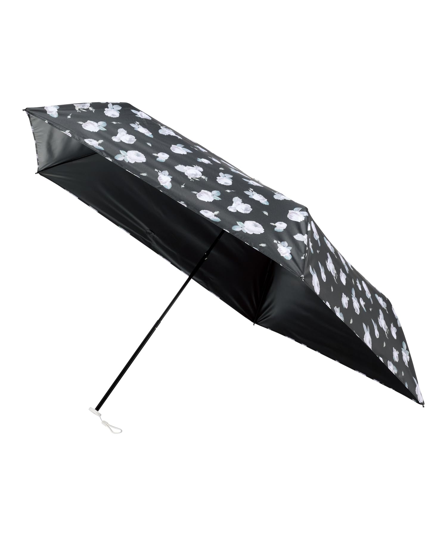 

estaa Sun and Rain Rose Heat Sun UV Black (Esta) Women s Parasol, Umbrella, Foldable, Plain/Floral Pattern, Shielding, Protection, Cut, 50cm, чорний