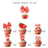 Reusable Strawberry Ribbon Birthday Party Banners Paper Plastic Decoration Cake Insert Balloon For Kids Adults