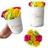 Flowerbox Inspirować - White Box with Soap Roses - No. 17 Fuchsia Green Yellow Mix