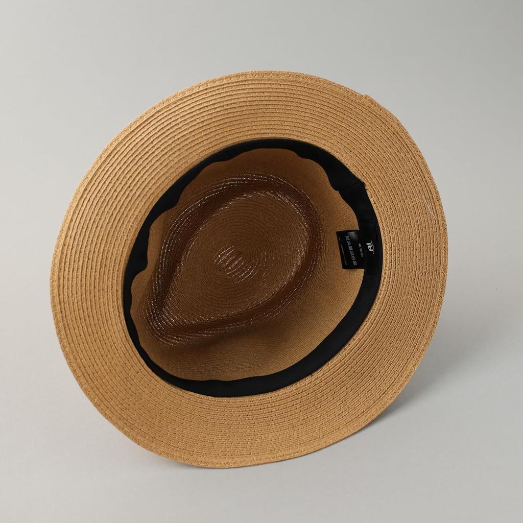 Reck Hatter PAPER BLADE HAT Camel Paper Straw Size L Men's RH-207 Fedora, Hat, Spring, Summer, Autumn, Camel,