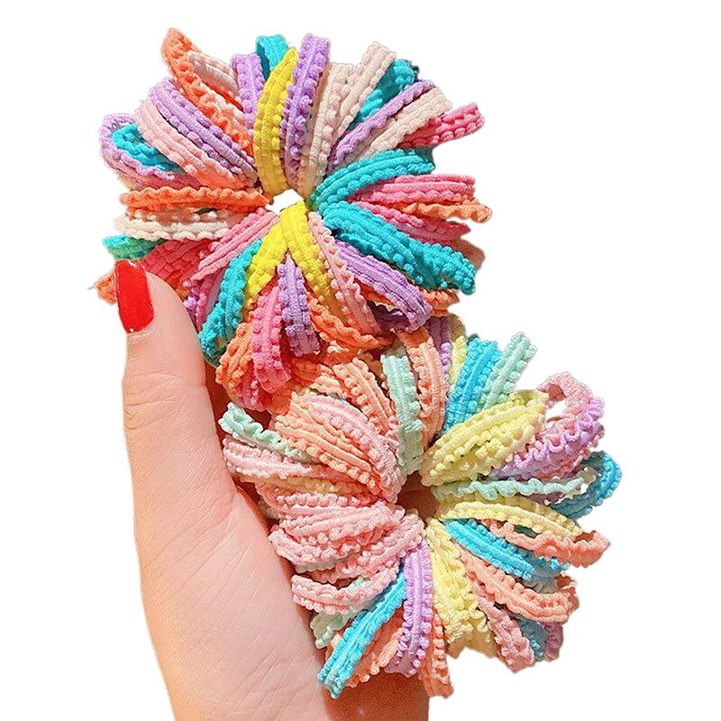 50pcs Girls Candy Color Hair Ties Elastic Hair Band Baby Cute Trendy Comfortable Headwear Hair Ties Kid Hair Accessories