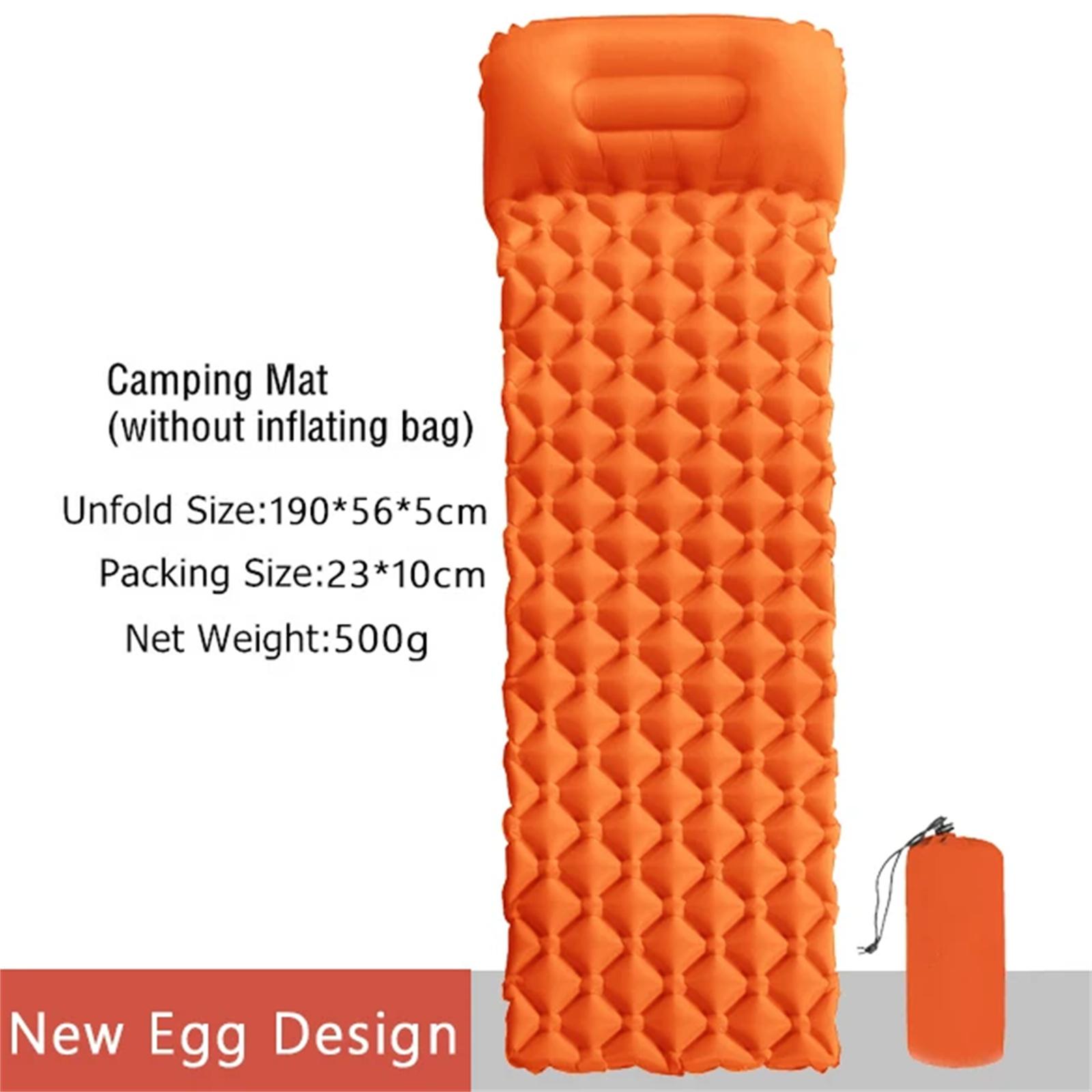 Inflatable Sleeping Camping Mat with Pillow 190L x 64W x 6Th centimetres - Ultralight, Waterproof, Compact Sleeping Pad One Seat оранжевый