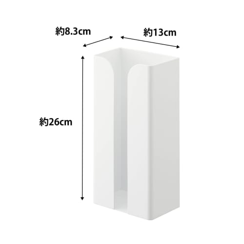 Yamazaki Tower Magnetic Plastic Bag & Kitchen Paper Holder, White, Approx. W13 X D8.3 X H26cm, Tissue Case, Plastic Bag Holder, Easy Installation, Mod