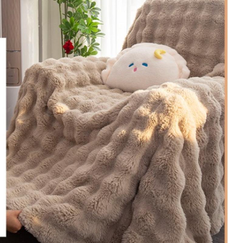 Plush sofa blanket comfortable soft bubble plush bedroom living room non-pilling non-shrinking blanket