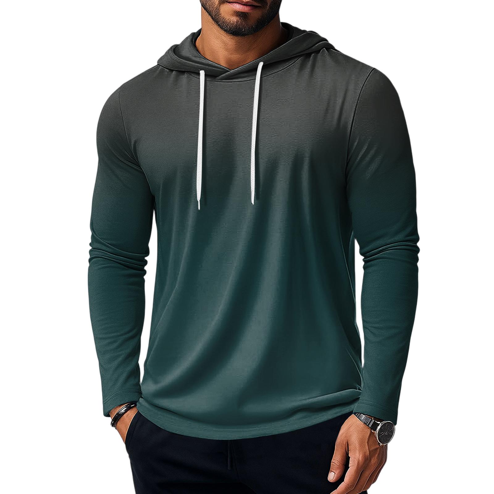 

Мужская толстовка, свободная однотонная уличная теплая дышащая футболка, топ L темно-зеленого