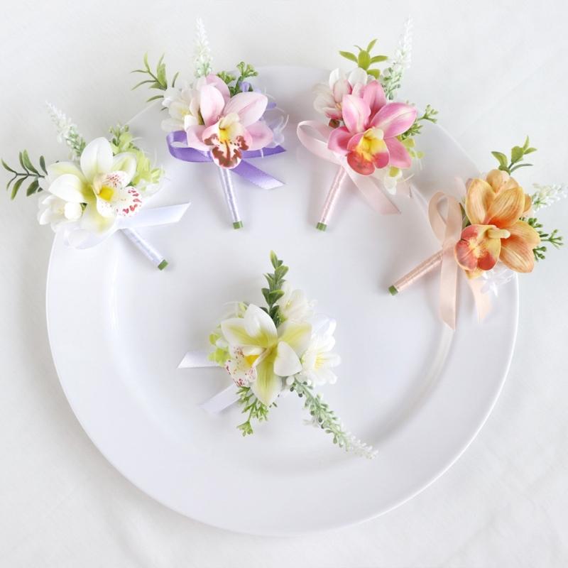 Artificial Silk Flower With Pin Clip Realistic Flower Decoration Set For Elegant Wedding Corsage And Wrist Flower