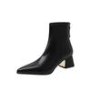 Coarse heel short boots women's French temperament high heel thin new boots white pointed small bare boots thin velvet