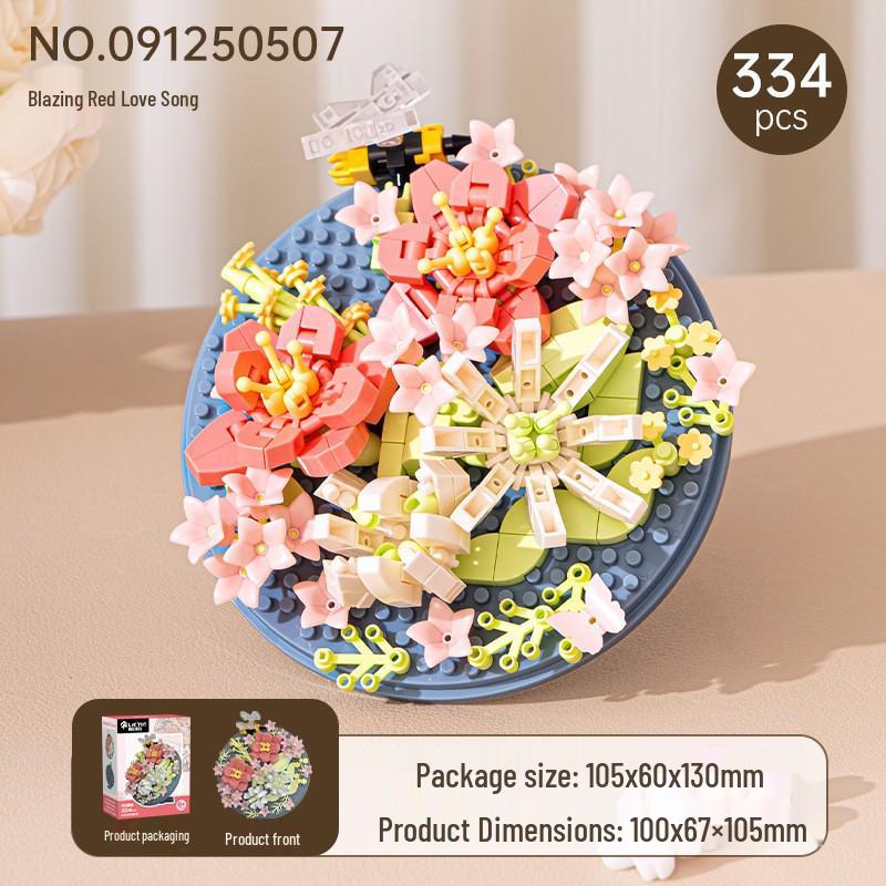 Music Flower Box Compatible Building Blocks Bouquet: Sunflower & Carnation Toy for Children and Teachers