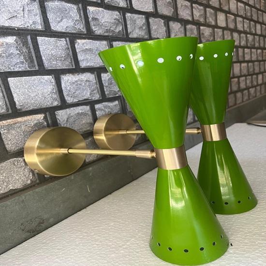 Diabolo Green Brass Sconce Mid Century Modern Wall Light Up Down Lighting
