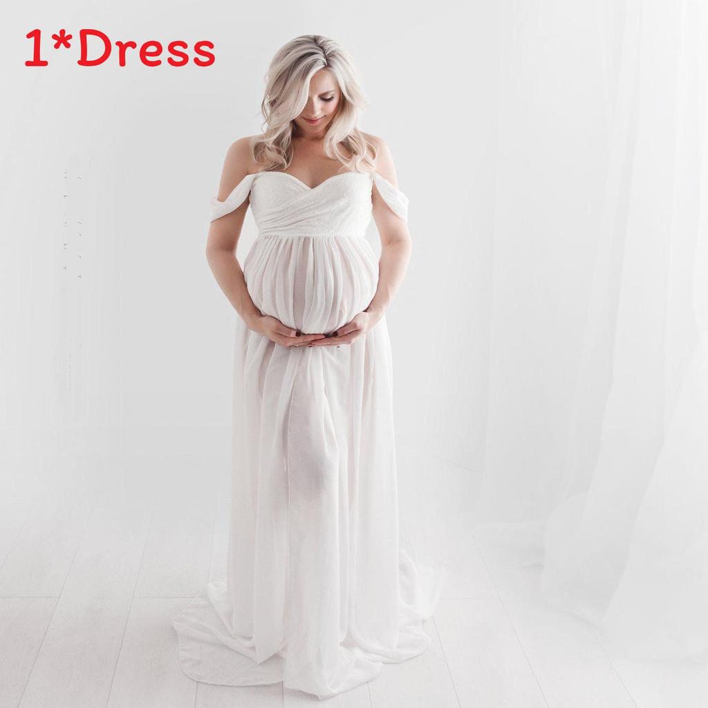 Basic Maternity Dress With Chiffon Fabric For Photoshoot And Summer Wear