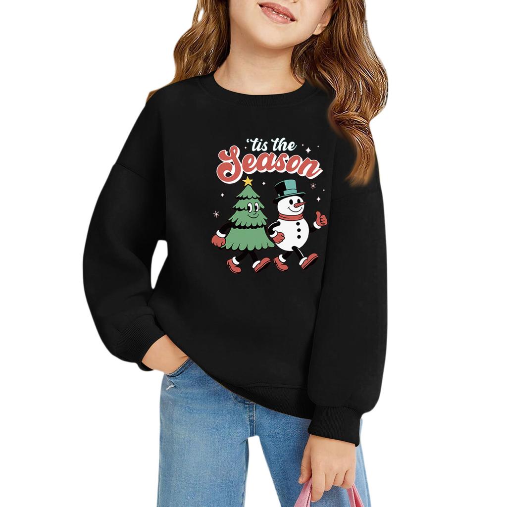 Christmas Day Girls Round Neck Pullovers For Kids Printed Baby Tops