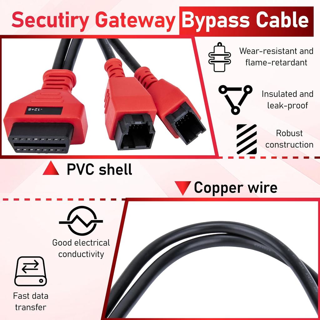 Ecocstm 12+8 Pin Connector To OBD2 Adapter, Secutiry Gateway Bypass Cable