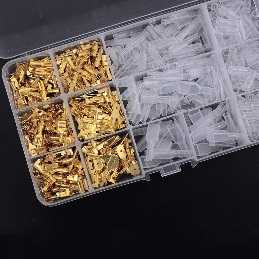 Electrical Crimp Terminals 270PCS - 2.8mm-4.8mm-6.3mm Insulated Spade Connectors Male Female Assorted Kit for Vehicle DIY
