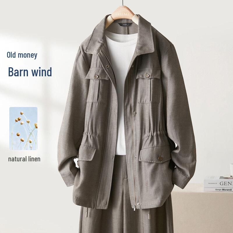 IHIMI Women s Lyocell Linen Blend Barn Jacket 2XL