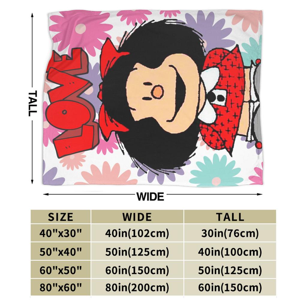 Love Mafaldas Flowers Wool Blankets Cartoon Awesome Throw Blanket for Home Hotel Sofa 125*100cm Quilt,