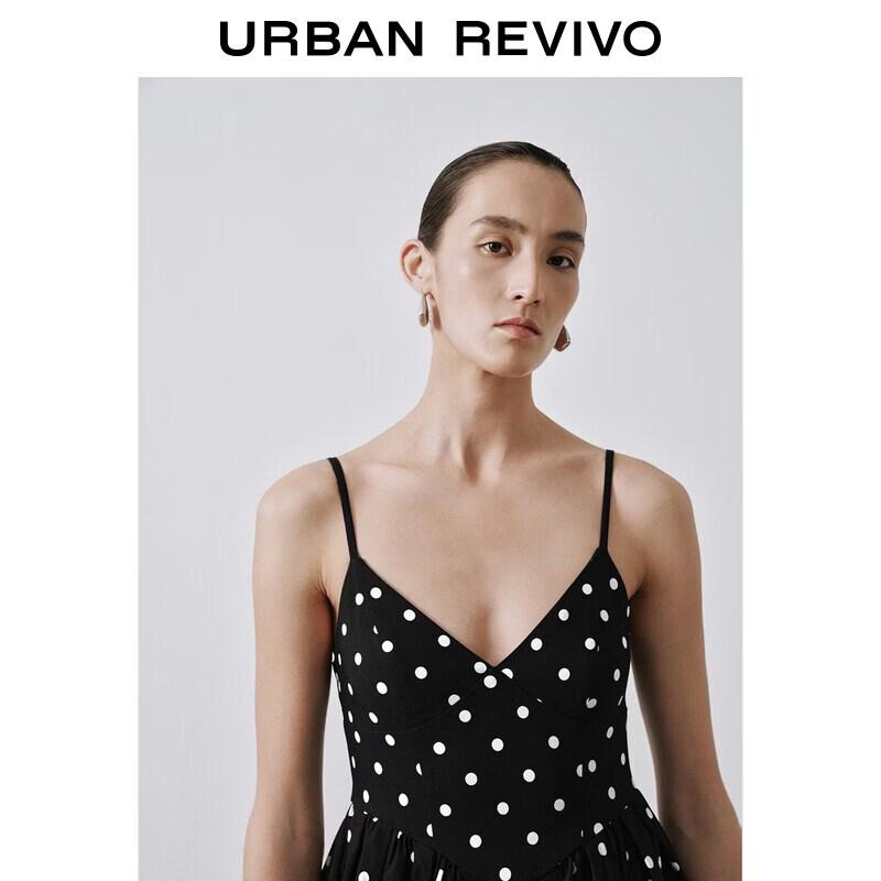 UR2026 Women's Polka Dot V-neck Tiered Midi Dress