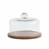 Wooden Cake Stand with Glass Cloche Vintage Design Multipurpose Covered