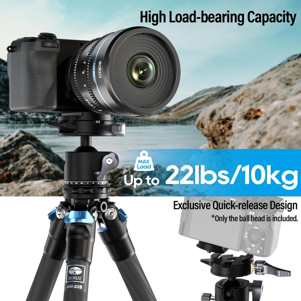 SIRUI Quick Release System Tripod Panoramic Metal Camera Ball Head Mount with and Screw Holes for and Max Load GH30 Low-Center-of-Gravity Low-Profile