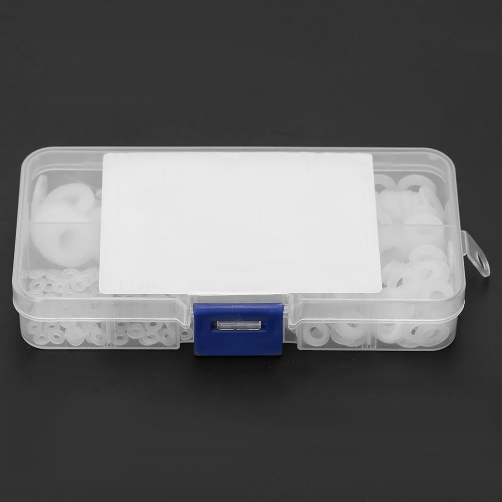 350pcs White Nylon Plastic Washer Flat Gasket Ring Kit M2 M2.5 M3 M4 M5 M6 M8
