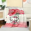 For Hello Kitty, Flower, PinkAnime-Themed Flannel Blanket, Glam Style, Digital Print, All-Season Comfort, Tear-Resistant, Knitted Craftsmans