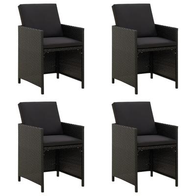 Vidaxl Garden Chairs With Cushions, 4 Pcs., Poly Rattan, Black