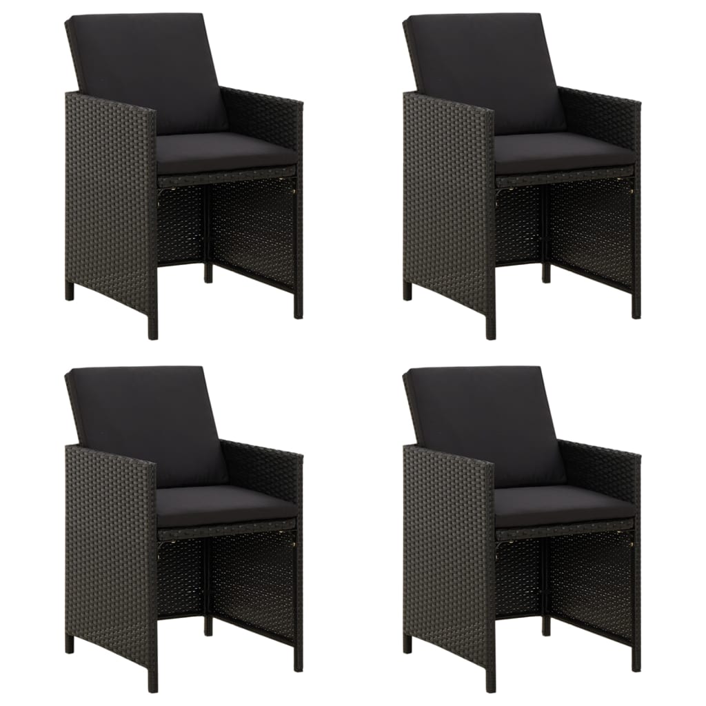Garden Chairs with Cushions 4 Pcs Poly Rattan Black