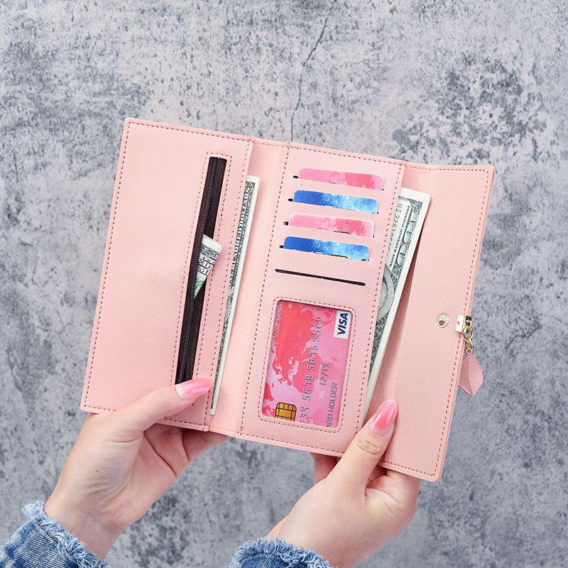 Women's Long Tri-fold Wallet and Coin Purse with Multi-card Slots and Large Capacity