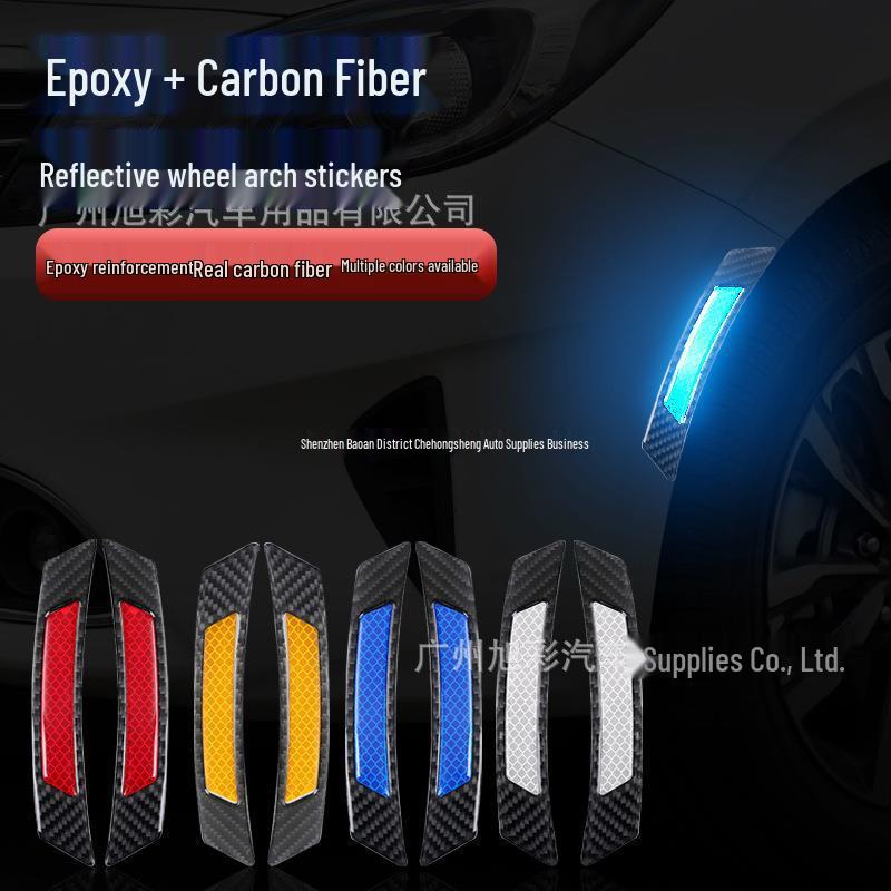 Car Reflective Carbon Fiber Wheel Arch Scratch Cover - Fluorescent Night Decoration Sticker