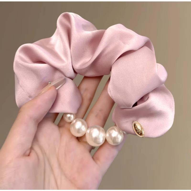 

Elegant Pearl Large Intestine Scrunchies Stain Hairband Women Girl Sweet Hair Ornament Ponytail Holder Hair Tie Hair Accessories