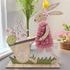 Easter Bunnies Wood Sculptures Rabbit Figurine Rabbit Sculpture for Elegant Homes Decoration and Celebration Displays