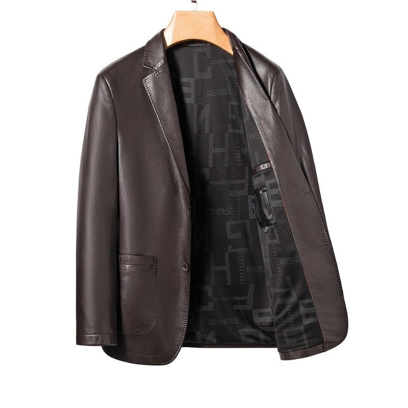Autumn New Men's Genuine Leather Coat Slim Leather Jacket Business Casual Young Luxury Dad Wear