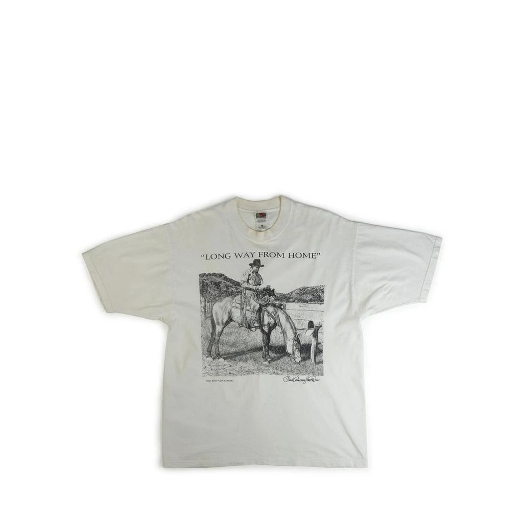 Vintage 1990er Jahre Long Way From Home Cowboy T-Shirt