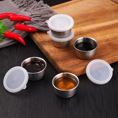 304 Stainless Steel Transparent Lid Cup Small Dish, Tomato Sealed Leak Proof Fresh Keeping Box Dipping Plate