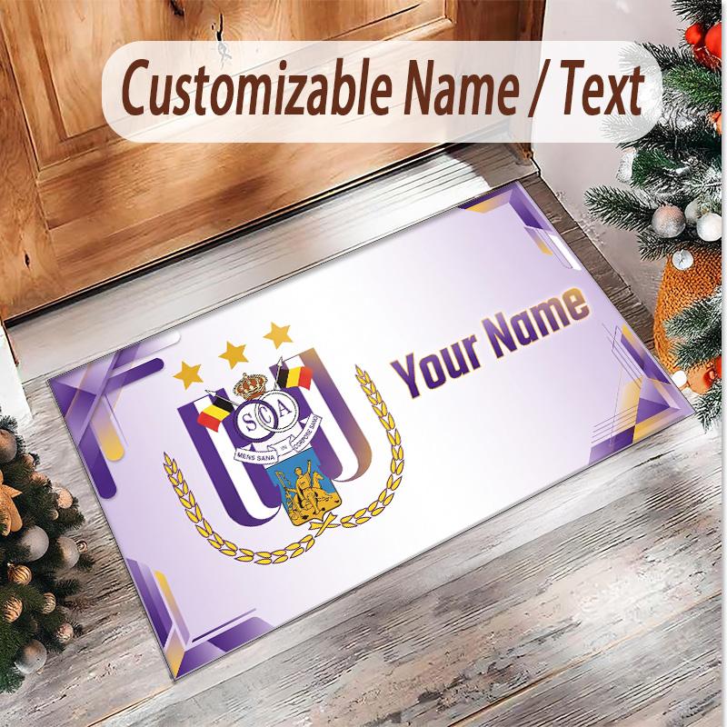 Personalized Crystal Velvet Carpet Anderlecht FC logo Pattern Non Slip Floor Rug